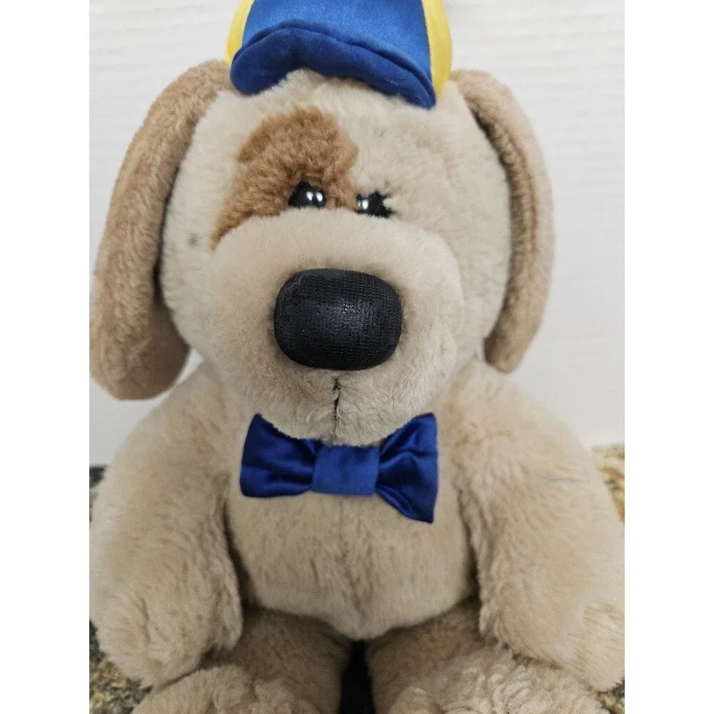 Vintage 1987 Dakin Brown Puppy Dog Whirly Propellor Hat Stuffed Animal Plush 16”